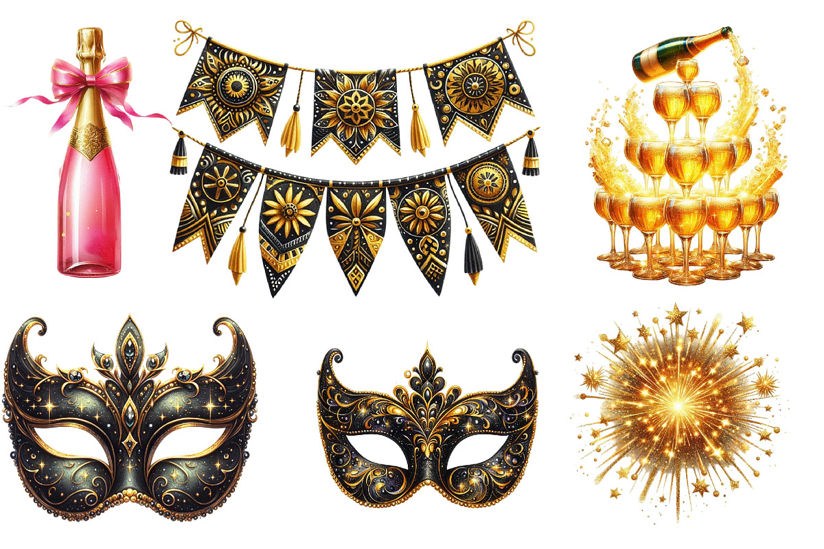 Happy New Year 2025 Clipart, an Illustration by Designworld (Photo 2 of 5)