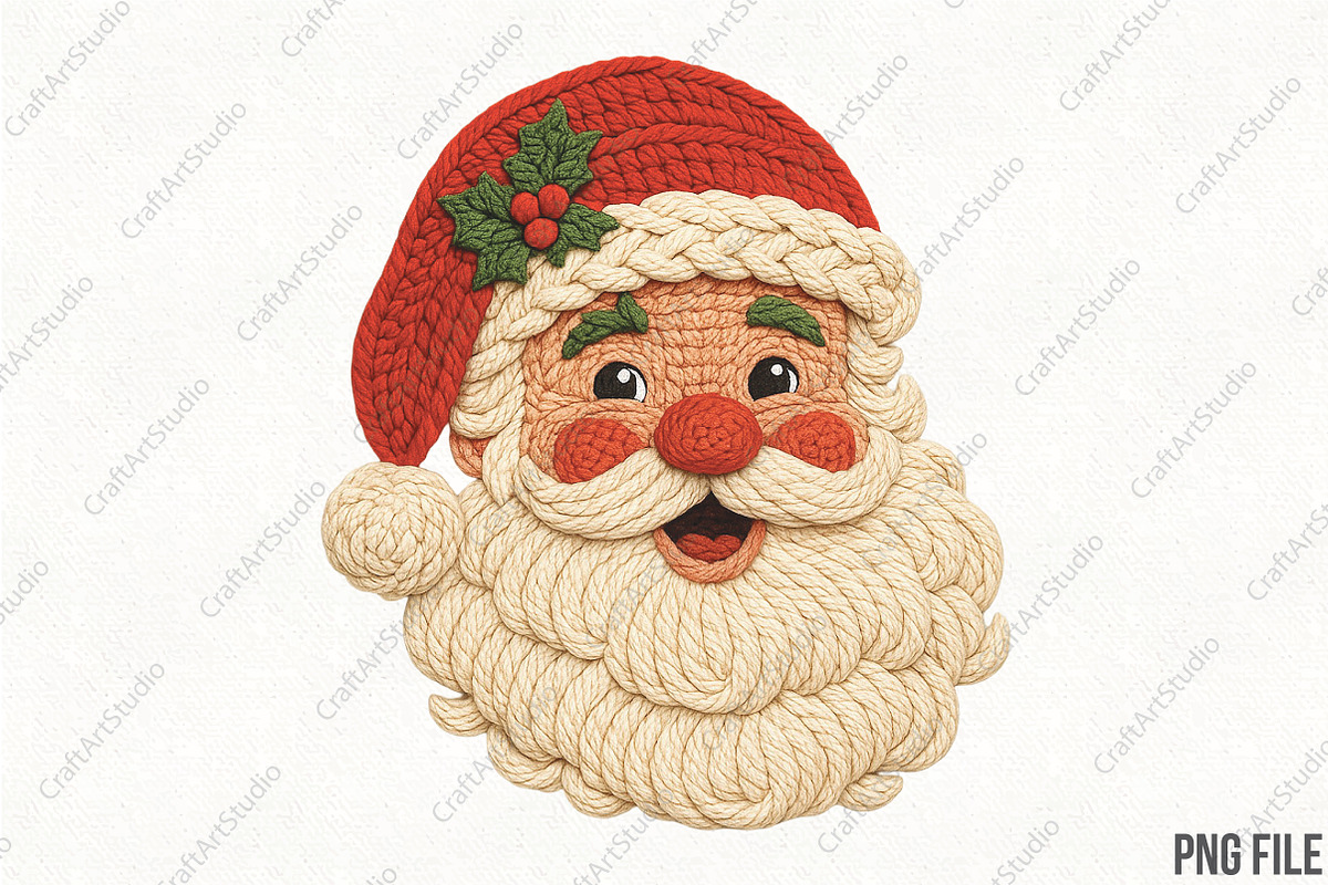 Santa Claus Crochet Christmas PNG, an Illustration by CraftArtStudio (Photo 1 of 4)