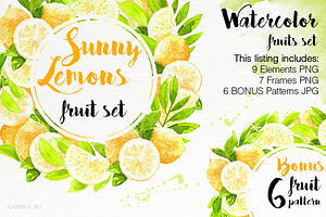 Watercolor Lemons Set illustrations.