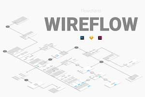 Wireflow Flowcharts, a Wireframe Template by Web Donut