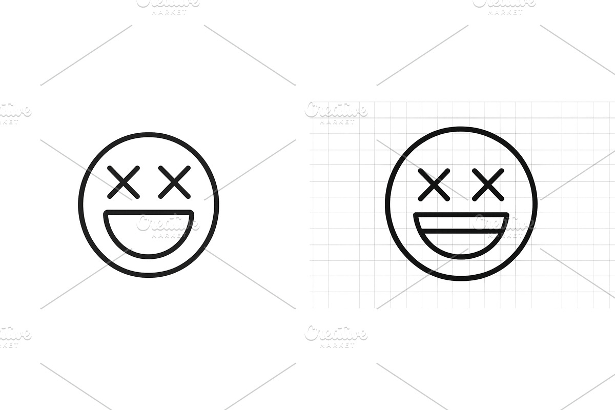 Smiling face design with Xs for eyes, an Object Illustration by ZinetroN