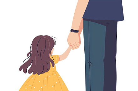 Young girl holds adult's hand in a compassionate moment, an Illustration by AS photostudio