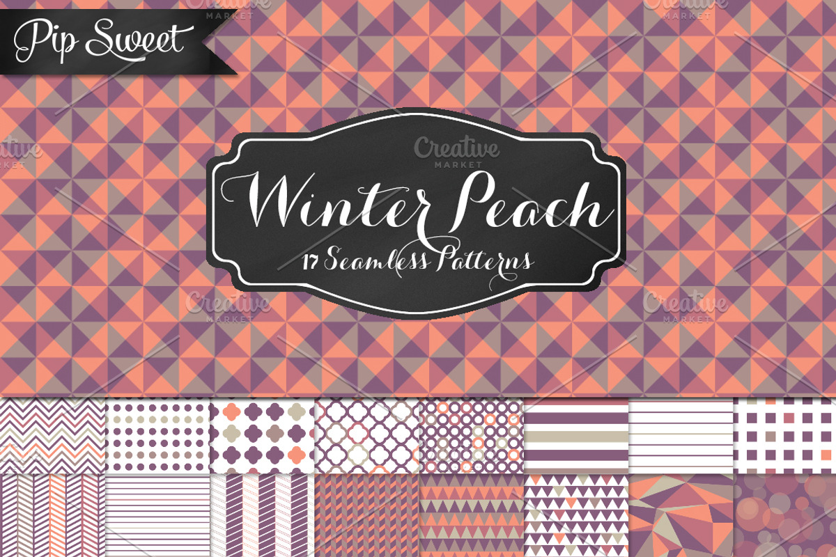 Winter Peach 17 Seamless Pattern Set