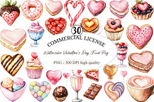 Watercolor Valentine's Day Food Png, an Illustration by designcity5