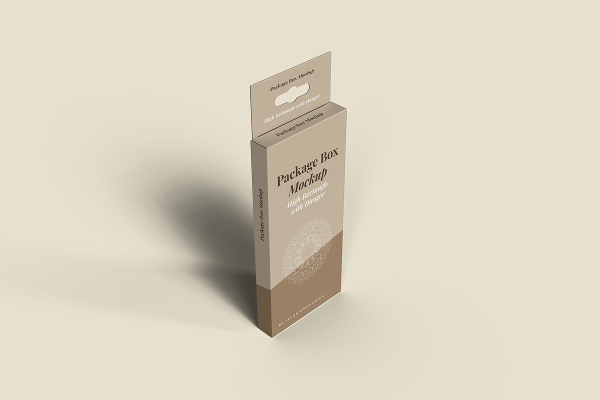 Package Box Mockup with Hanger, a Packaging Mockup by Illusiongraphic (Photo 4 of 19)