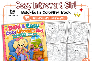 Cozy Introvert Girl Coloring Book, a Person Illustration by Design Station