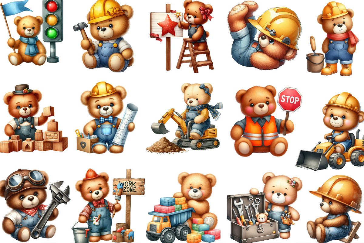 Construction Teddy Bear Bundle, an Illustration by Designking (Photo 2 of 4)