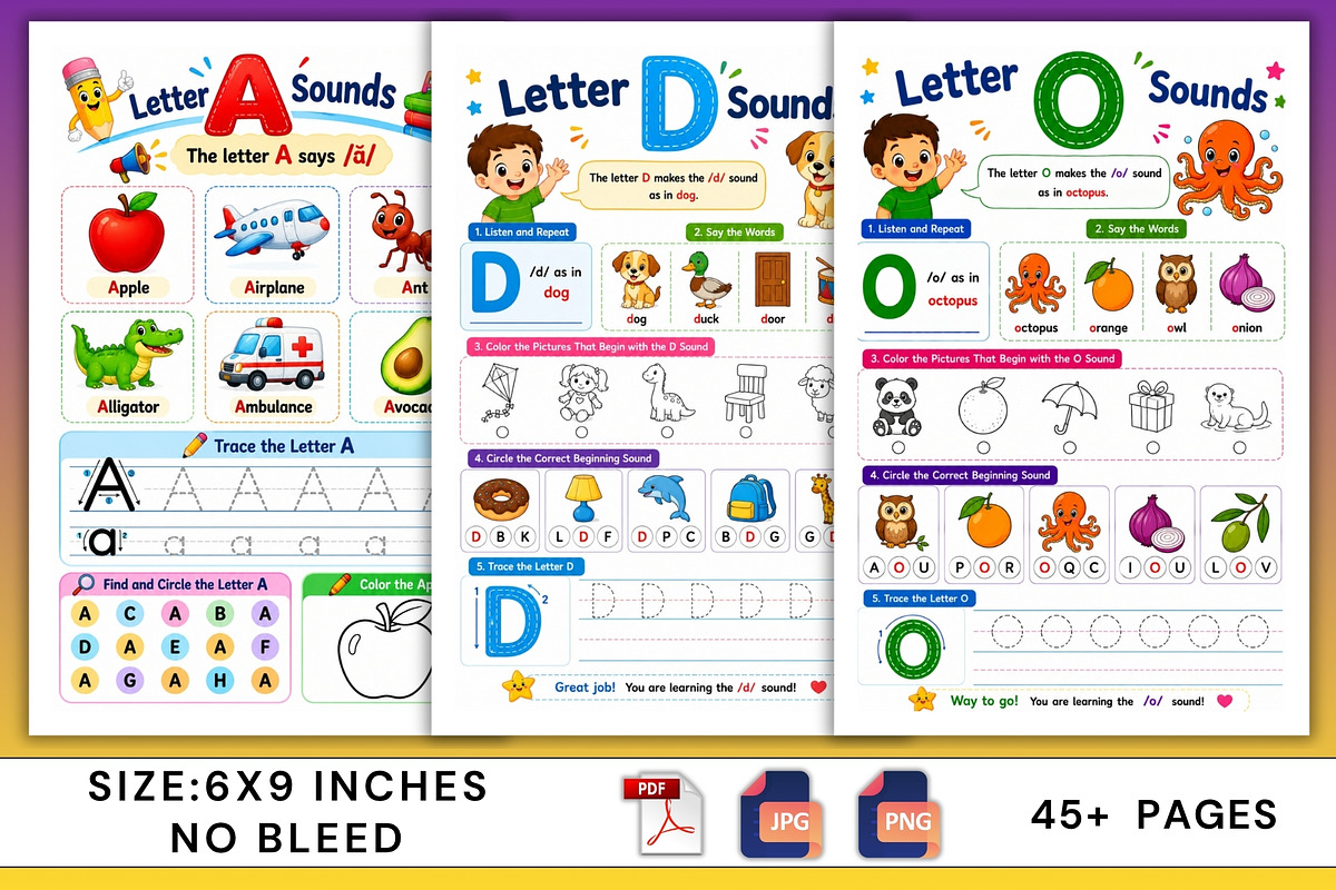 Beginning Letter Sounds for Kids, a Stationery Template by Designmela01 (Photo 4 of 6)