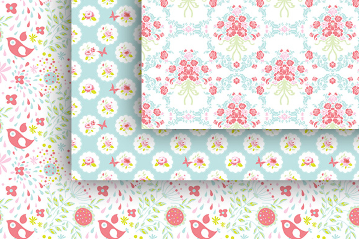 Spring flower Digital Papers Pack preview 3