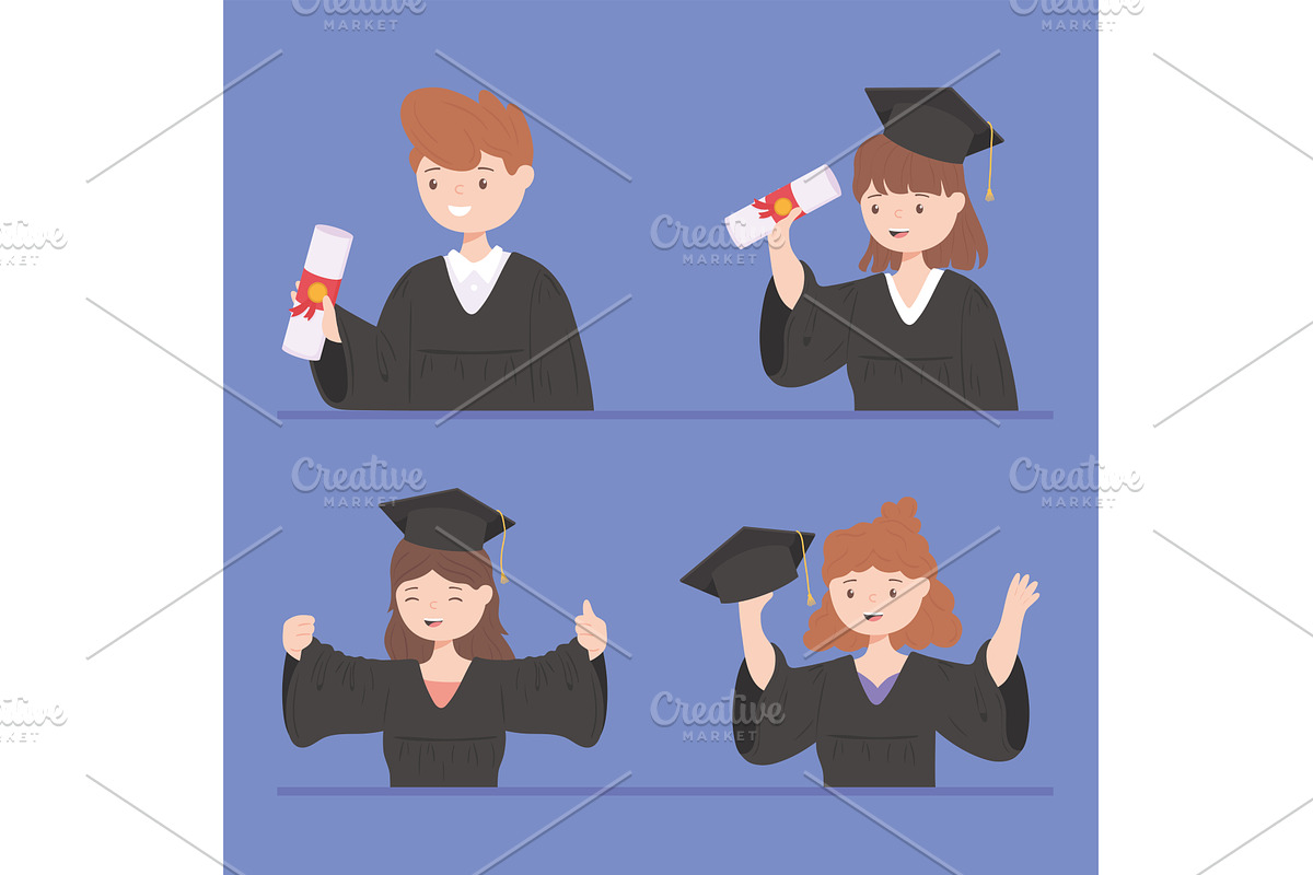 set graduate students, a Person Illustration by studiogstock