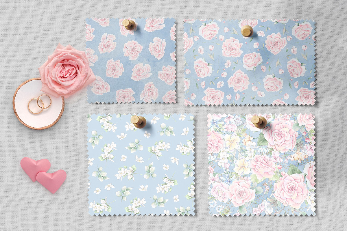Delicate roses  flowers. Patterns, a Pattern Graphic by Yuliya Art (Photo 6 of 9)