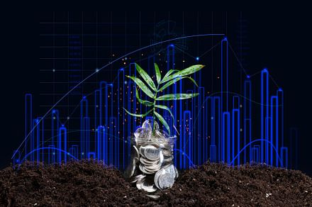can of coins on the ground and a growing graph of indicators. Pe, a Business Photo by ndanko