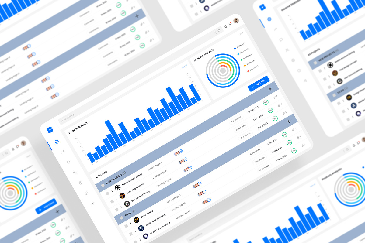 Management Dashboard UI Kit, an UI Kit Template by iDoodle Studio