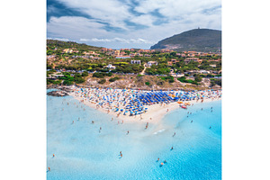 Aerial view of famous La Pelosa