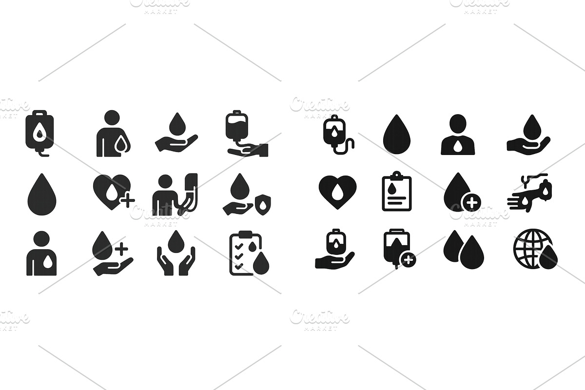 Set of black and white icons, a Healthcare Illustration by ZinetroN