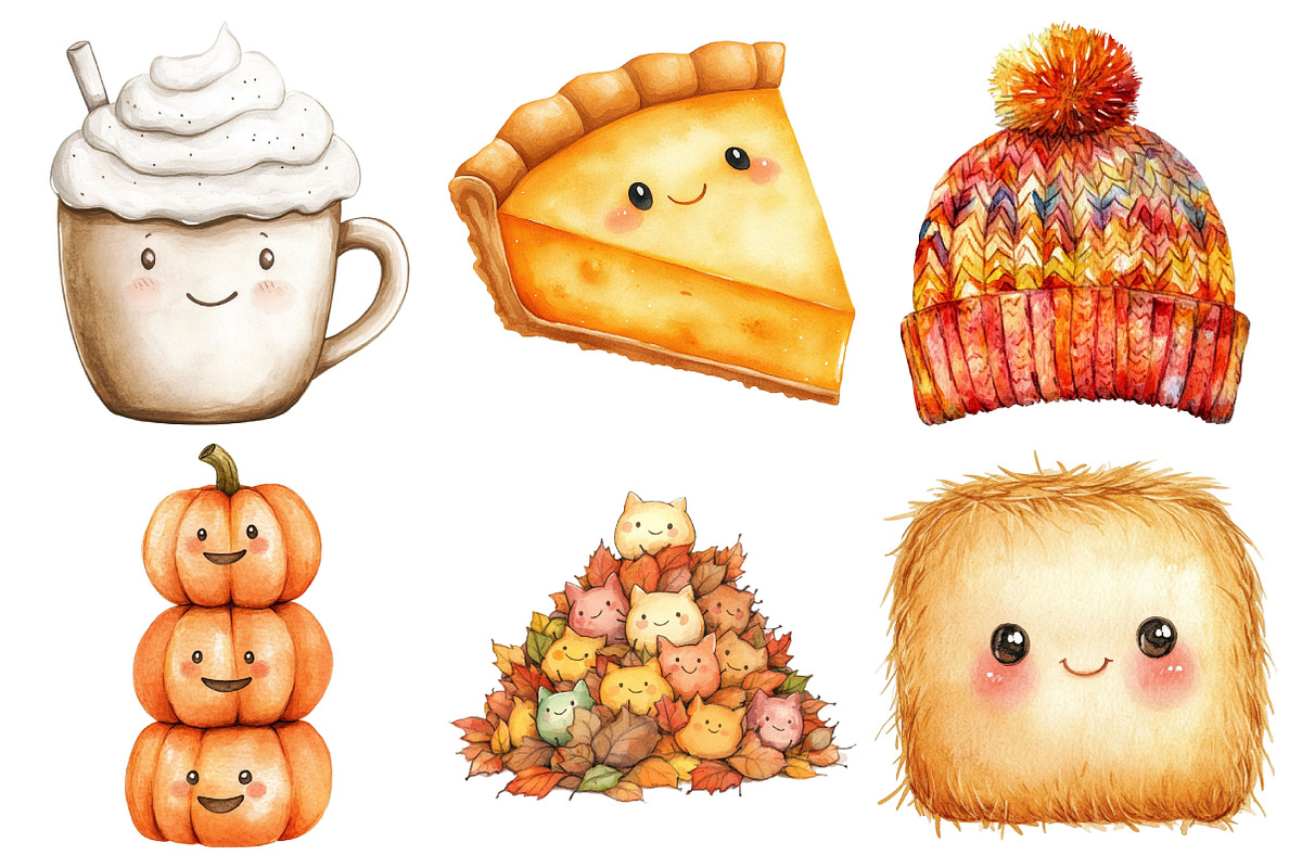 Kawaii Cozy Fall Autumn Clipart, an Illustration by Pixels.Craft (Photo 2 of 7)
