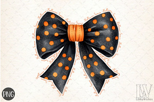 Halloween Season Coquette Bow PNG, an Illustration by Libby Wishes