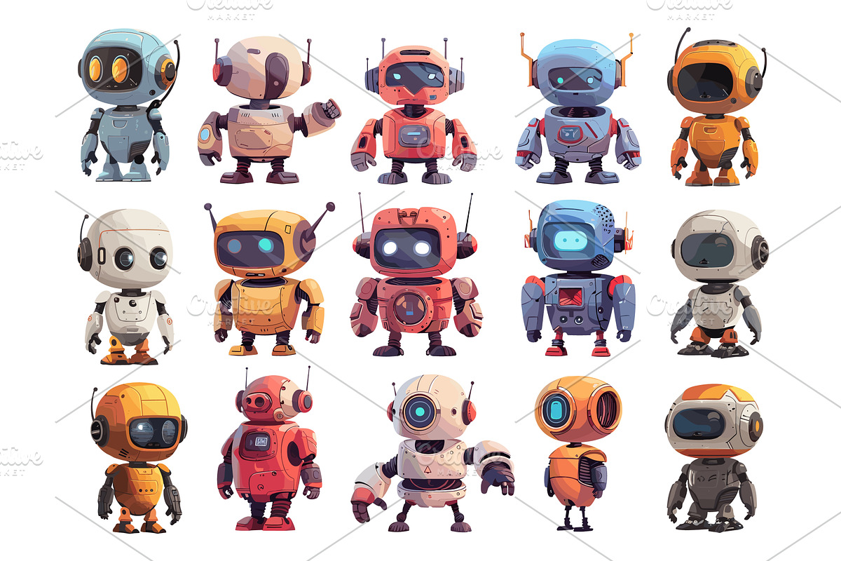 Robot automated machines cartoon, a Technology Illustration by Valerie Bodnar