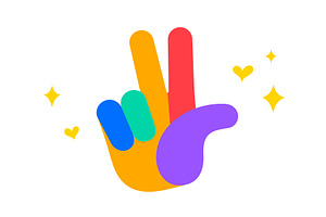 Hand sign Love, Peace, Victory. Fun, a Person Illustration by Foxys Graphic