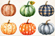 Watercolor Pumpkin with Pattern Clip, an Illustration by Rose Art (Thumbnail 2 of 4)