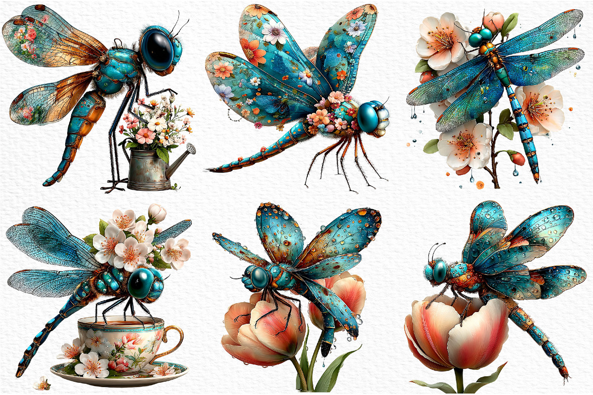 Whimsical Spring Dragonfly Clipart, an Illustration by Craft Nest (Photo 2 of 10)