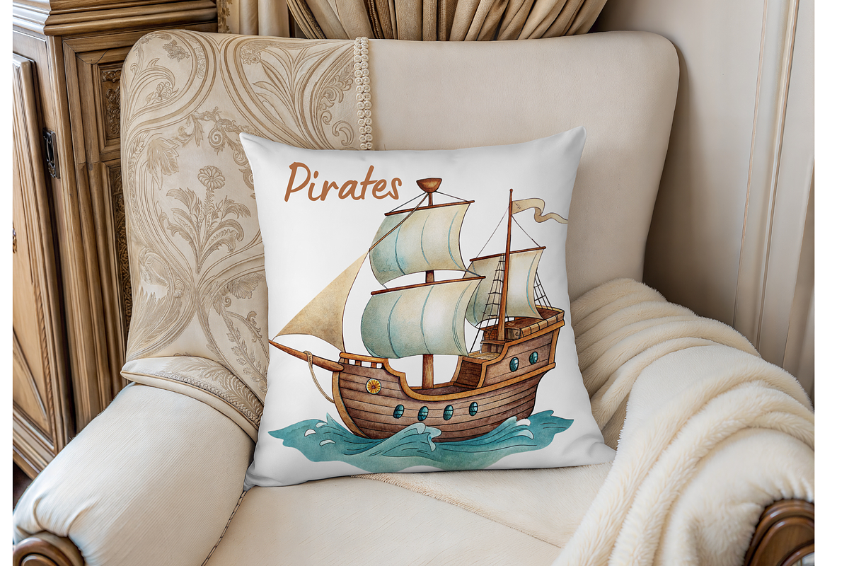 Watercolor Pirate Clipart Bundle, an Illustration by MockupWizard (Photo 5 of 5)