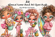 Whimsical Summer Beach Girl Clipart, an Illustration by Digital Artistic99 (Thumbnail 1 of 11)