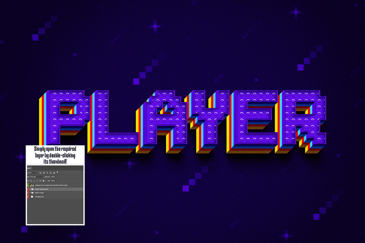 Pixel Lego Text Effect, a Layer Style Add-On by iDoodle Studio (Photo 4 of 5)