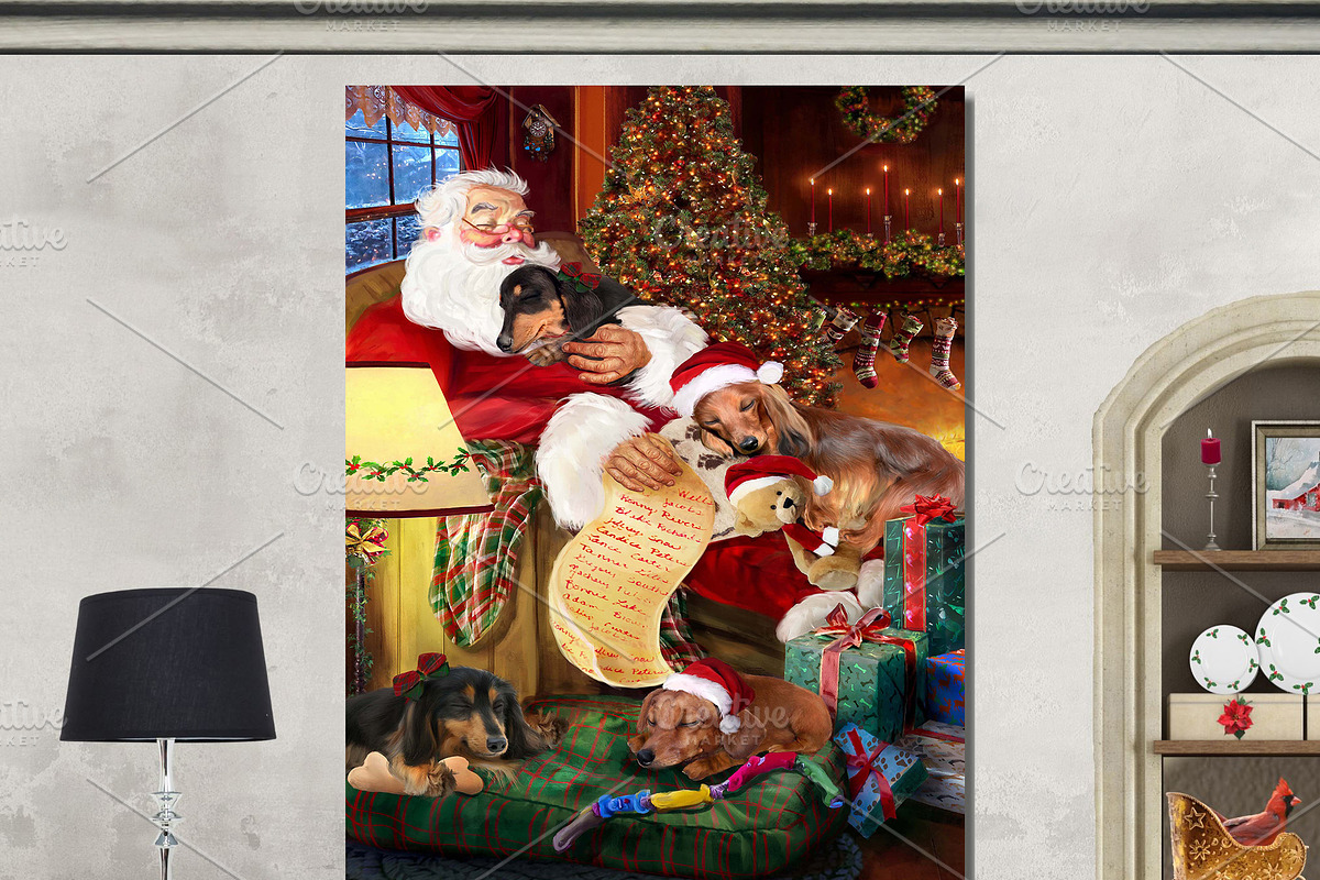 Christmas Dachshund Dog Santa Art, an Animal Illustration by Art Paradise Studios (Photo 2 of 3)