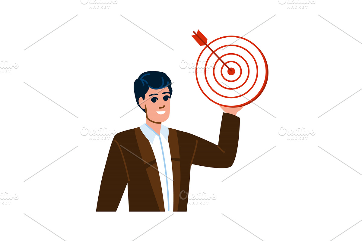 Businessman holding target with, a Finance Illustration by pikepicture