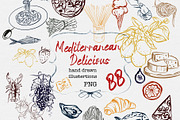 Mediterranean Food Illustrations, a Graphic by HabitusDesigns (Thumbnail 1 of 5)