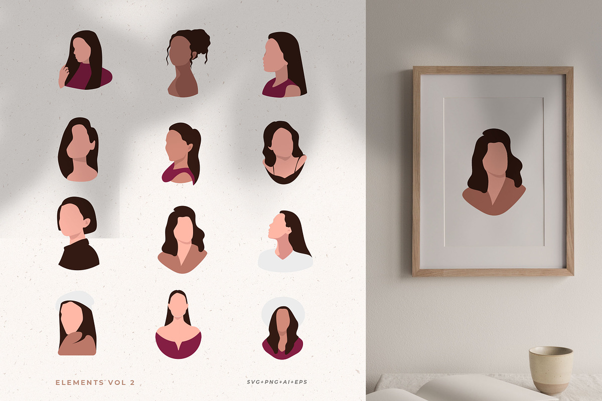 Abstract Feminine Illustrations Kit, an Illustration by AndrewPixel