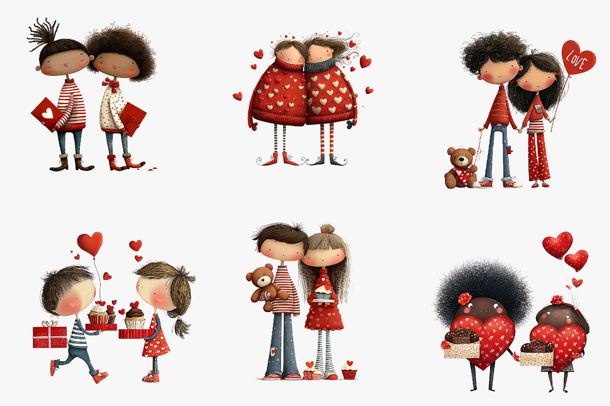 Quirky Valentine Clipart, an Illustration by CreationArt (Photo 6 of 7)