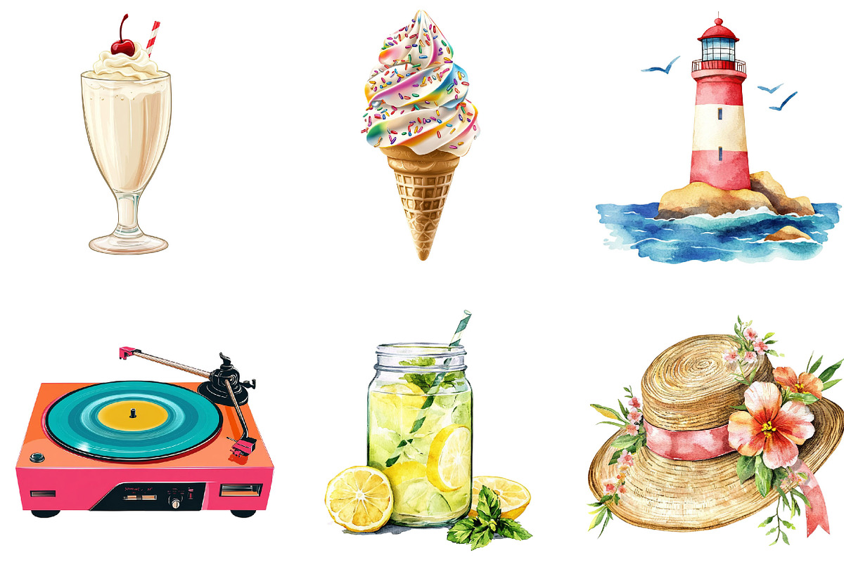 Cute Retro Summer Clipart, an Illustration by Designking (Photo 4 of 5)