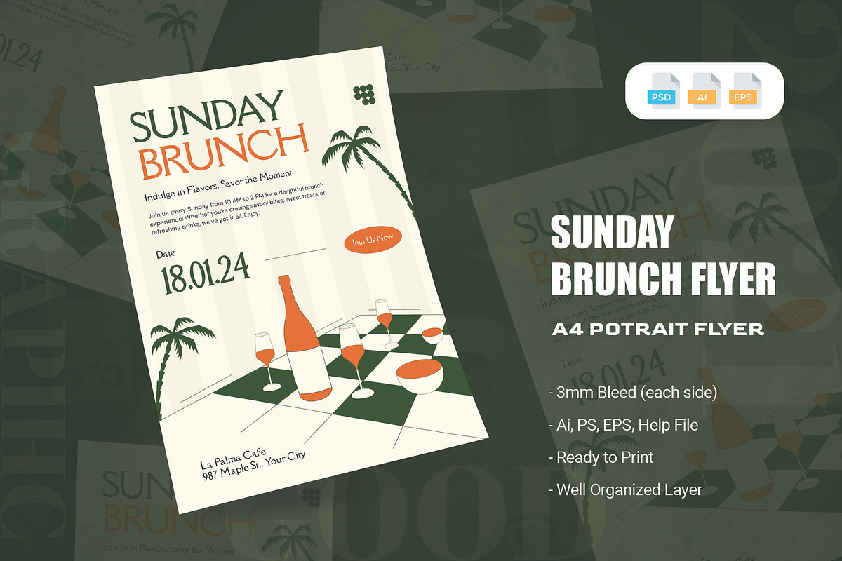 Sunday Brunch - Flyer, a Flyer Template by AQR Studio (Photo 1 of 2)