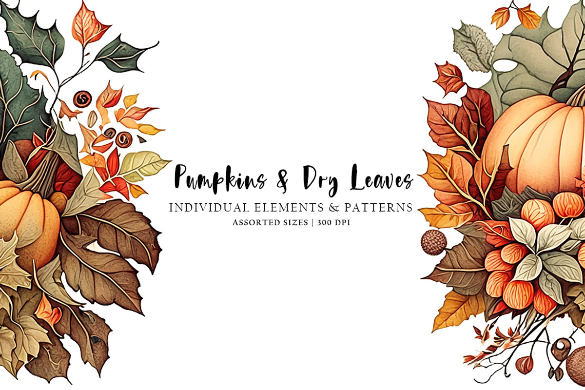 Pumpkins and Dry Leaves, an Object Graphic by Digital Art Creations (Photo 1 of 8)