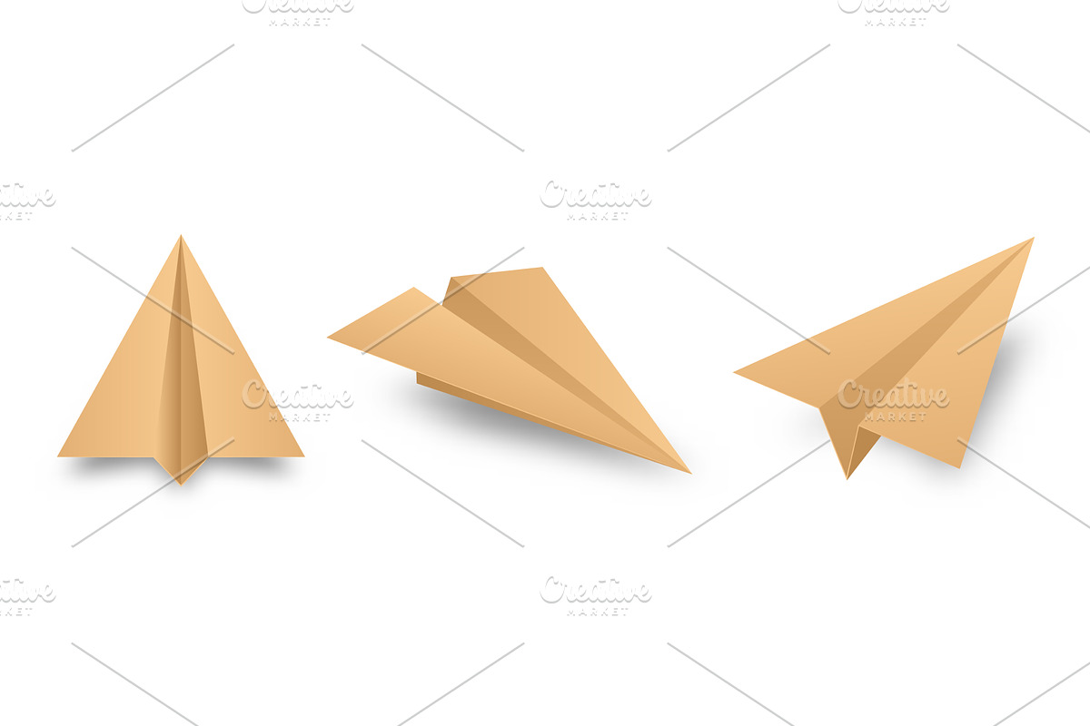 Realistic handmade paper planes, a Transportation Illustration by 32pixels