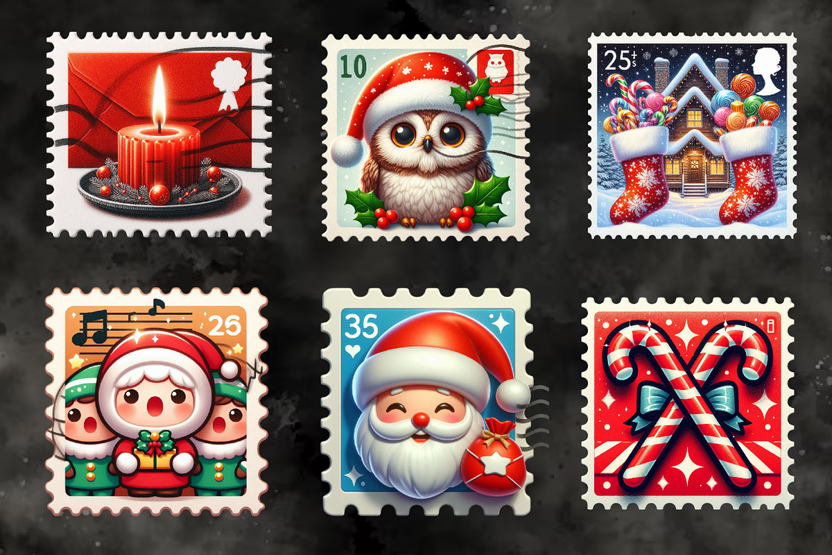 Cute Christmas Stamp & Envelope Set, an Illustration by RobertsArt (Photo 5 of 6)