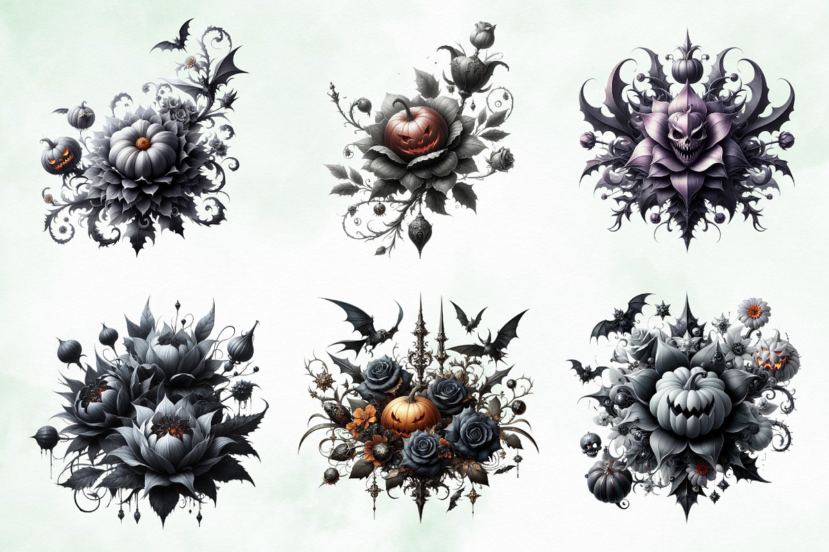 Halloween Gothic Flower Sublimation, an Illustration by Creative Art (Photo 2 of 4)