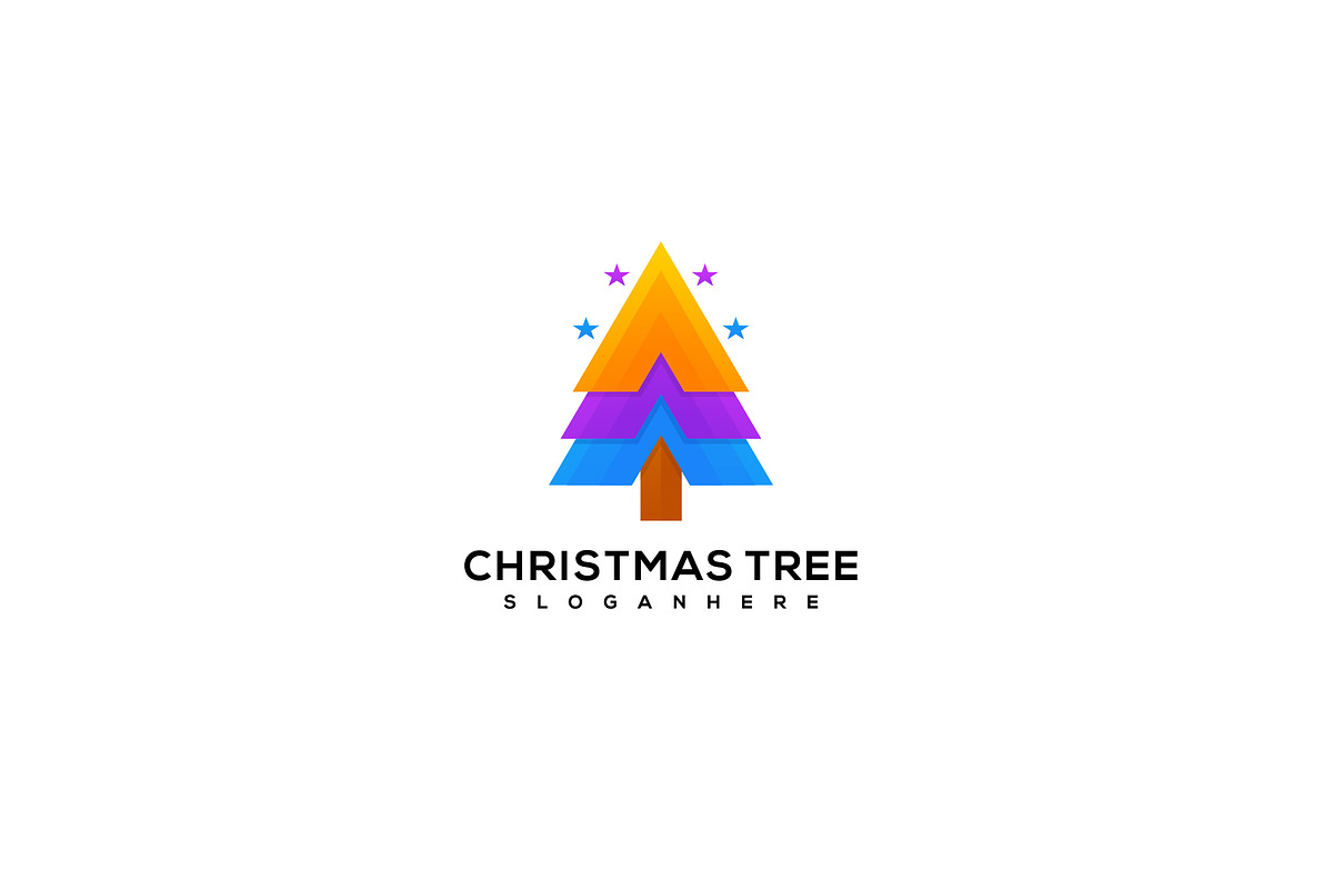 Christmas tree vector logo design, a Branding & Logo Template by OmerStudio