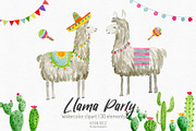 watercolor  llama clipart, an Animal Illustration by Autumn Breeze (Thumbnail 2 of 4)