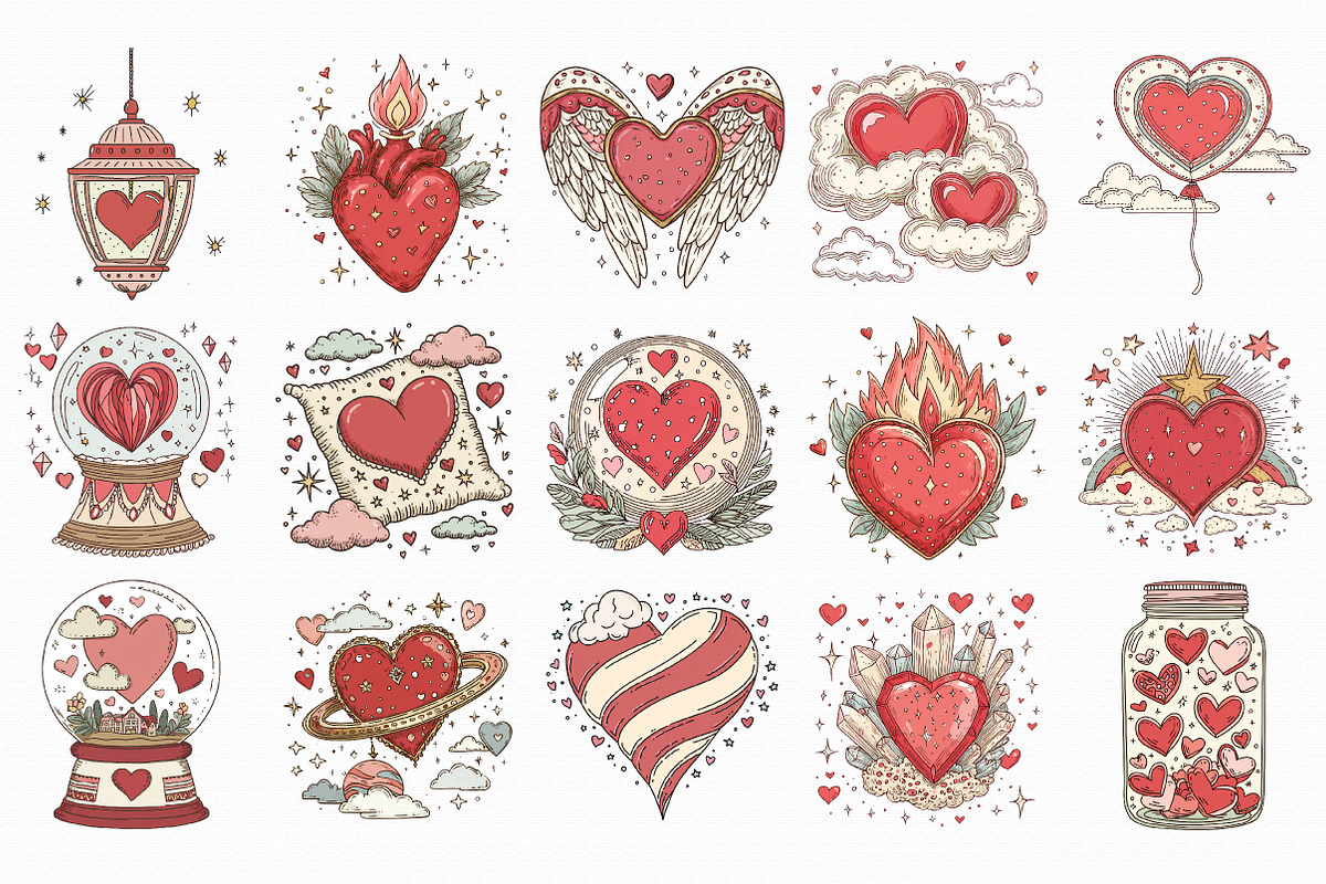 Whimsical Dreamy Valentine Clipart, an Illustration by Libby Wishes (Photo 6 of 6)
