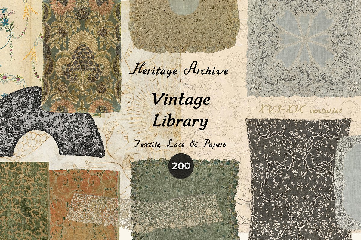 VINTAGE LIBRARY Textile, Lace, Paper, an Object Graphic by Lana Elanor (Photo 5 of 14)