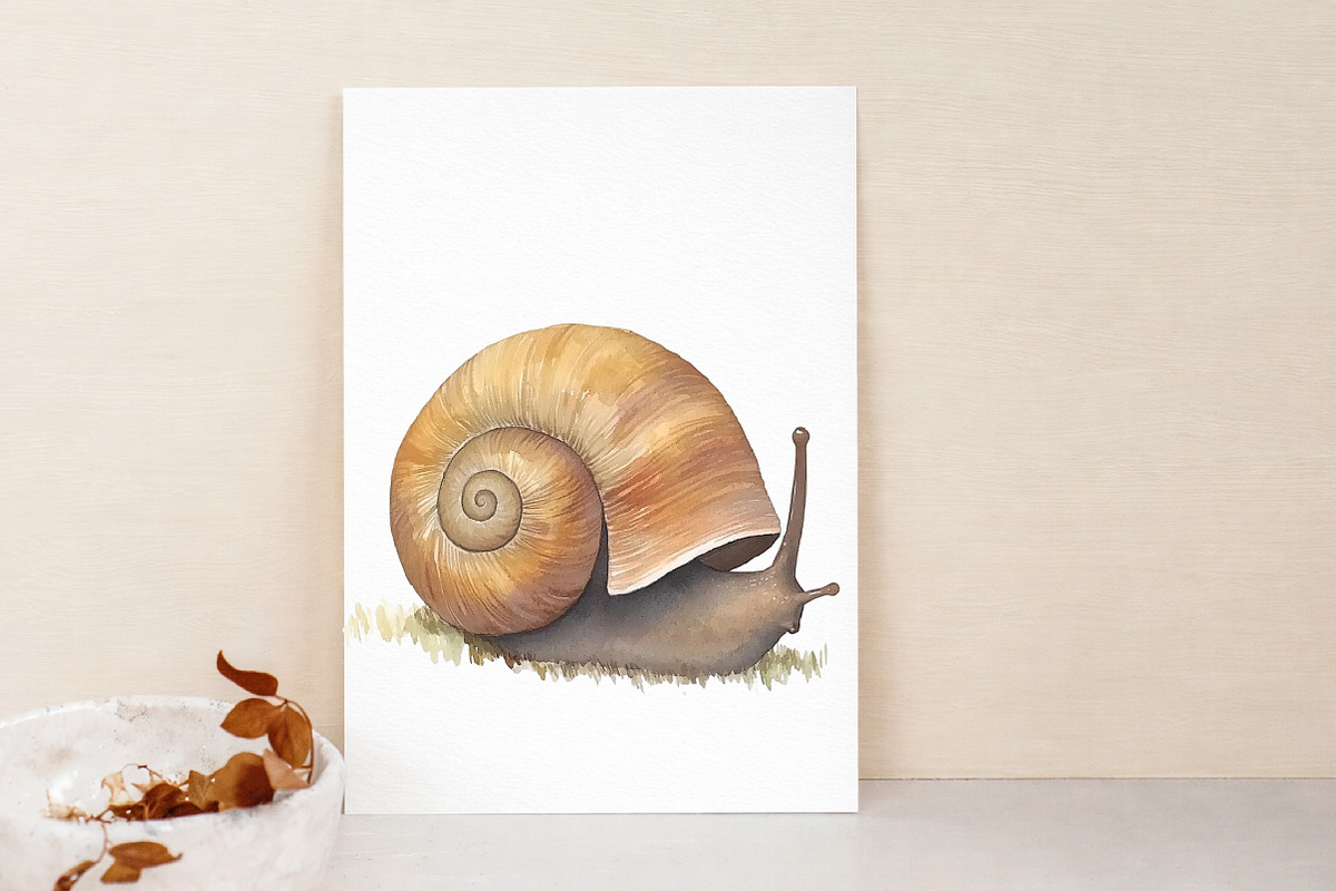 Watercolor snail clip art, an Illustration by Libby Wishes (Photo 4 of 7)