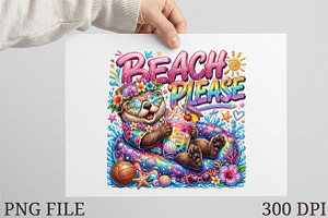 Funny Summer Otter Png Design, a Seasonal Illustration by designcity5