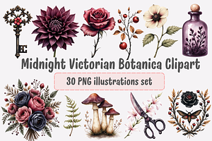 Gothic Botanical Clipart Bundle