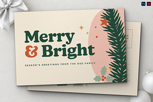 Retro Christmas Postcard Template, a Card Template by BrandPacks