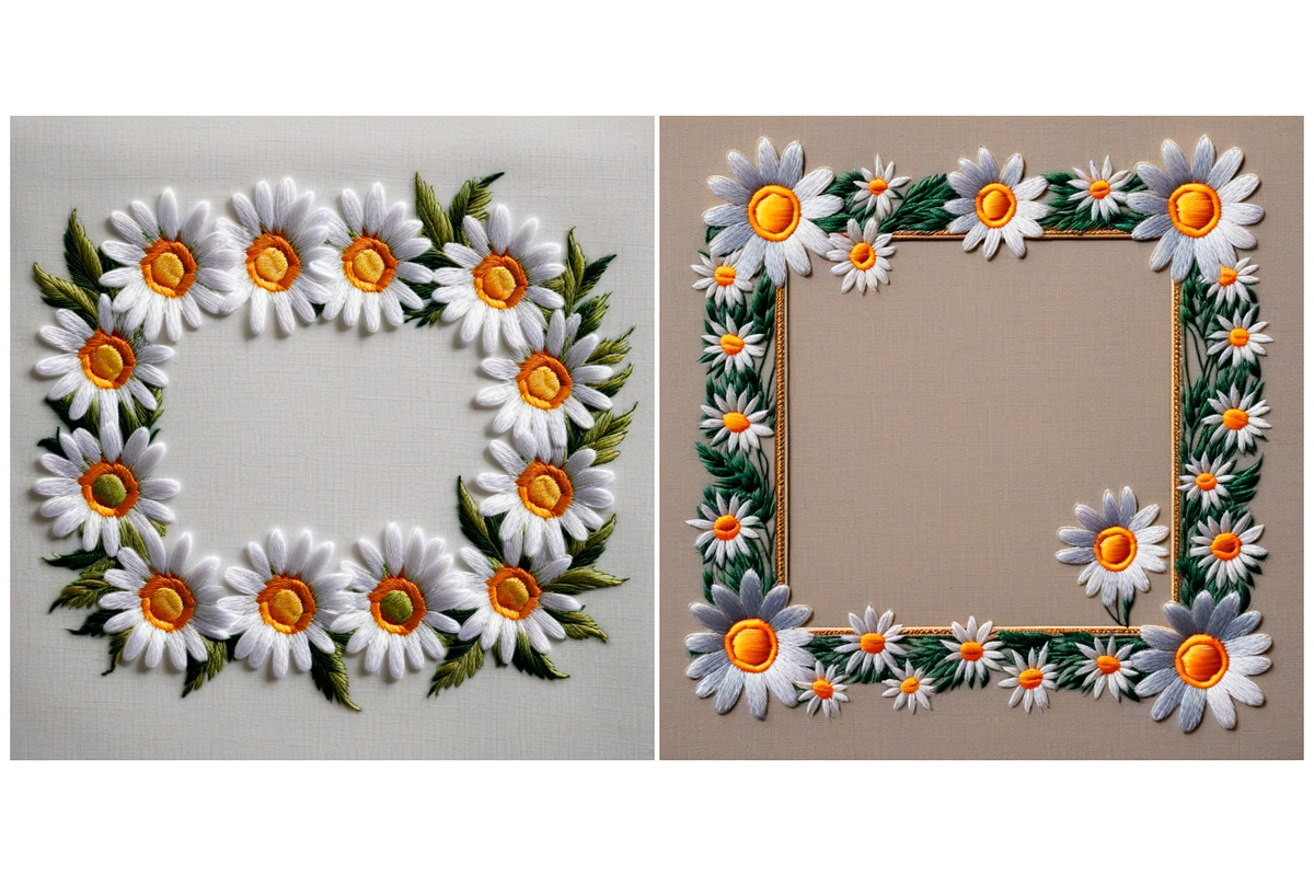 Frame with Embroidered Flower Daisy, a Background Graphic by IrySha (Photo 5 of 6)