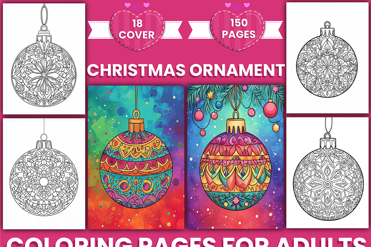 150 Christmas Ornament Coloring Page, a Decorative Illustration by Coco Bloom (Photo 1 of 4)