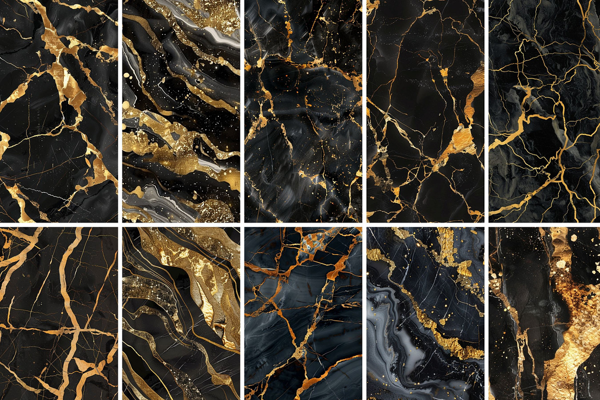 Black Gold Marble Seamless Textures, a Texture Graphic by BrushstrokeArtGB (Photo 4 of 12)